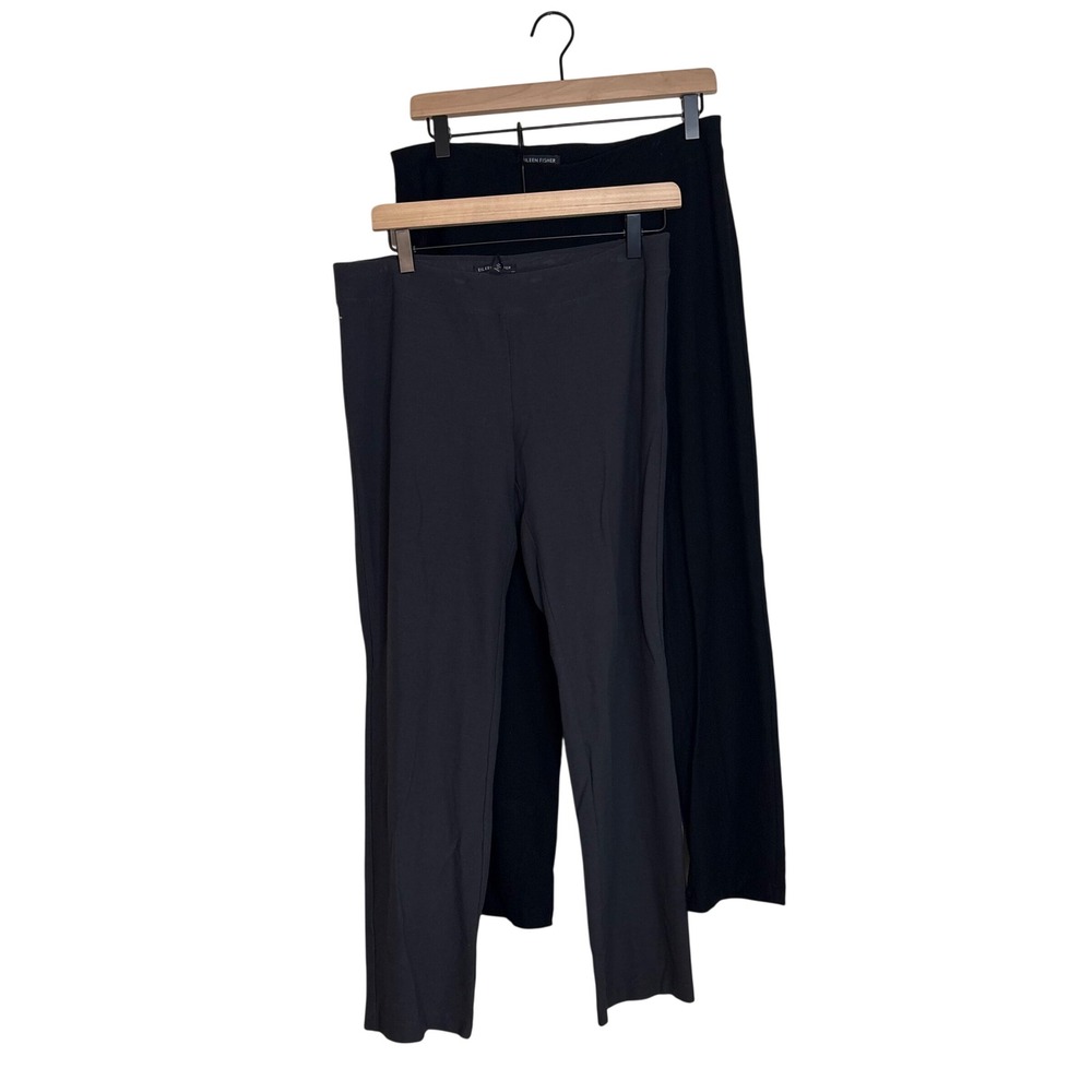 Eileen Fisher Womens Slim Leg Ankle Pants Bundle Black Charcoal Gray Size Small